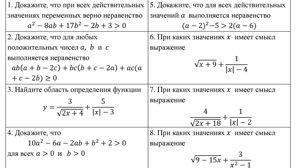 При каких значениях переменных верны. Неравенство выполняется при всех действительных значениях х. Доказательства неравенств онлайн. При каких значениях х выполняется неравенство. Доказать неравенство онлайн.