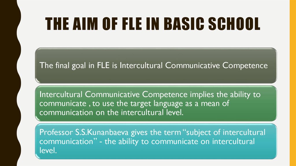 The aim of fle in basic school