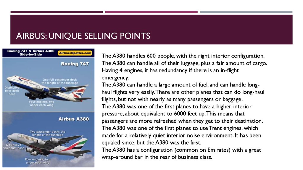 Airbus: Unique Selling points