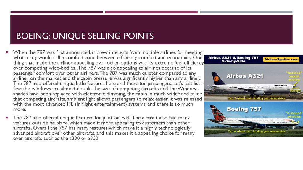 Boeing: unique selling points