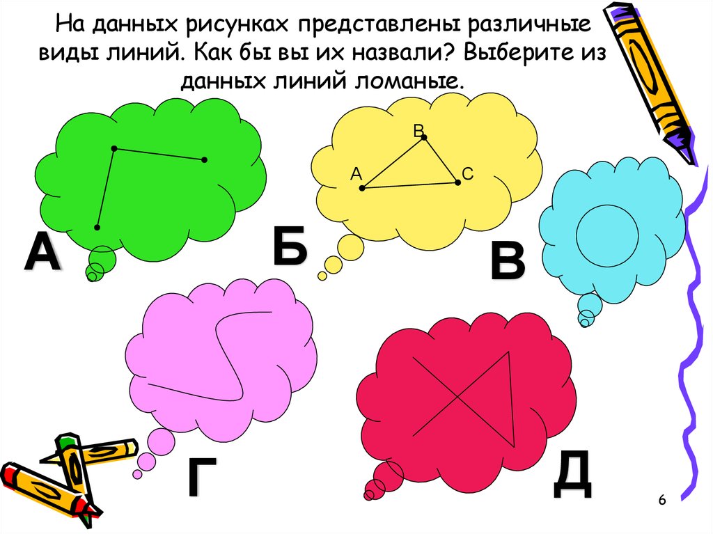 Представлена на рисунках б. Чем нарисовать ломаную линию в паинте. Выбери номера ломаных линий.