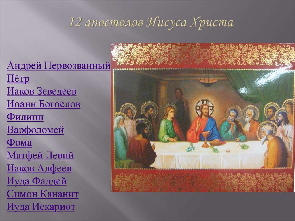 Двенадцать апостолов имена