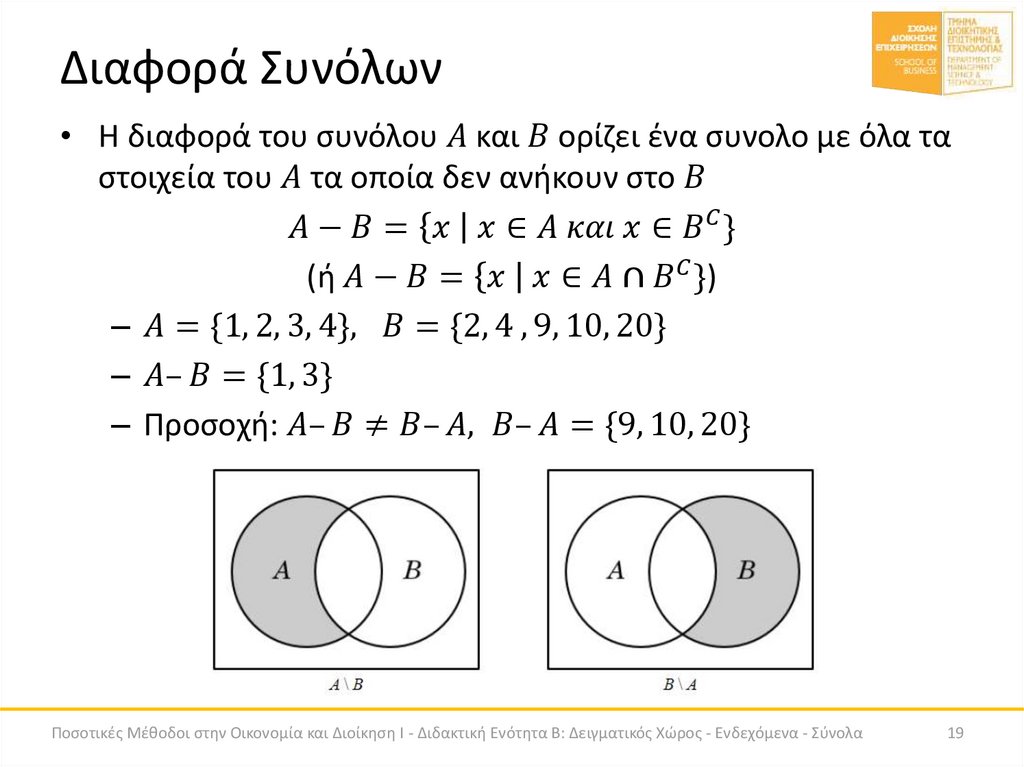 Διαφορά Συνόλων