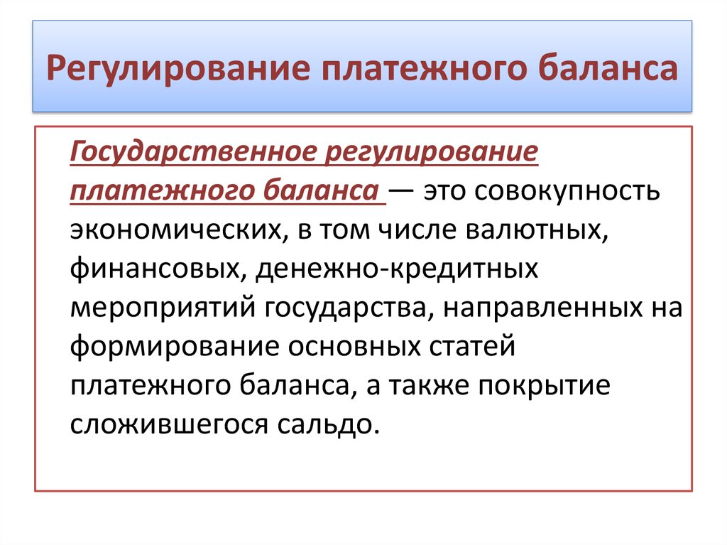 Методы государственного регулирования платежного баланса презентация