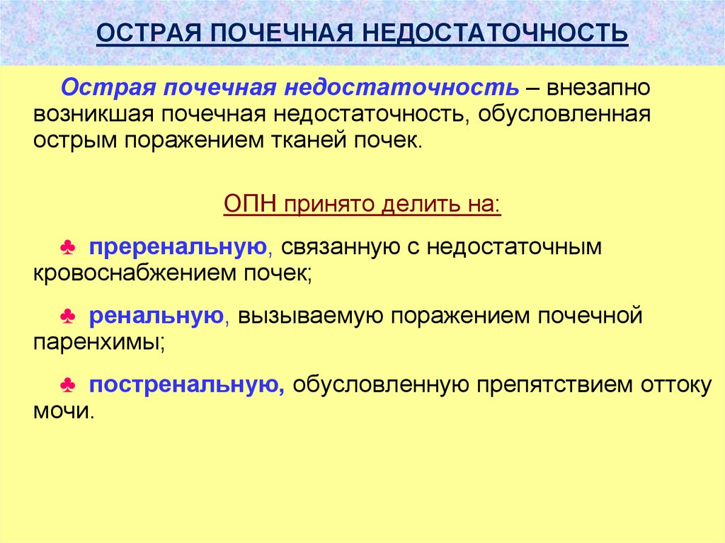 Клиническая картина острой почечной недостаточности