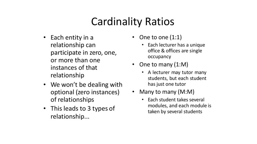 Cardinality Ratios