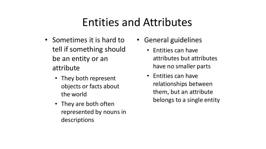 Entities and Attributes