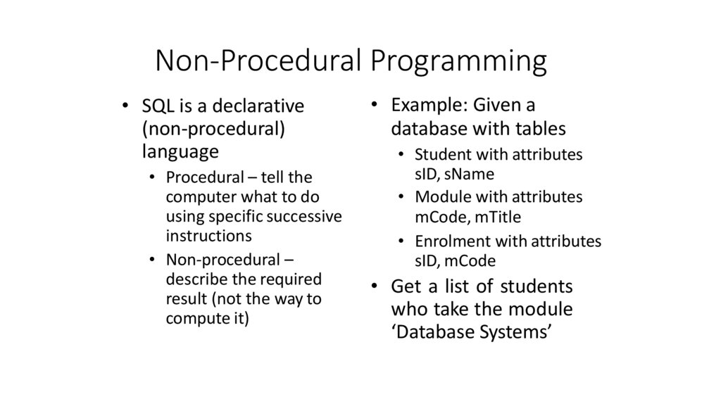 Non-Procedural Programming