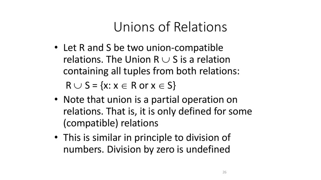 Unions of Relations