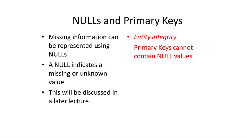 NULLs and Primary Keys