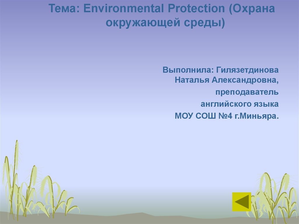Топик: Environmental Protection