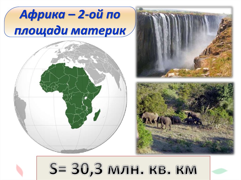 Африка – 2-ой по площади материк