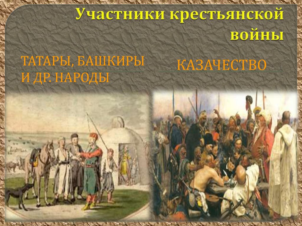 Социальные группы принимавшие участие в восстании пугачева