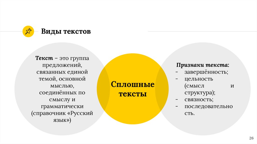 Работа с текстом на уроке иностранного языка. Типы текста в русском языке. Технология организации текста