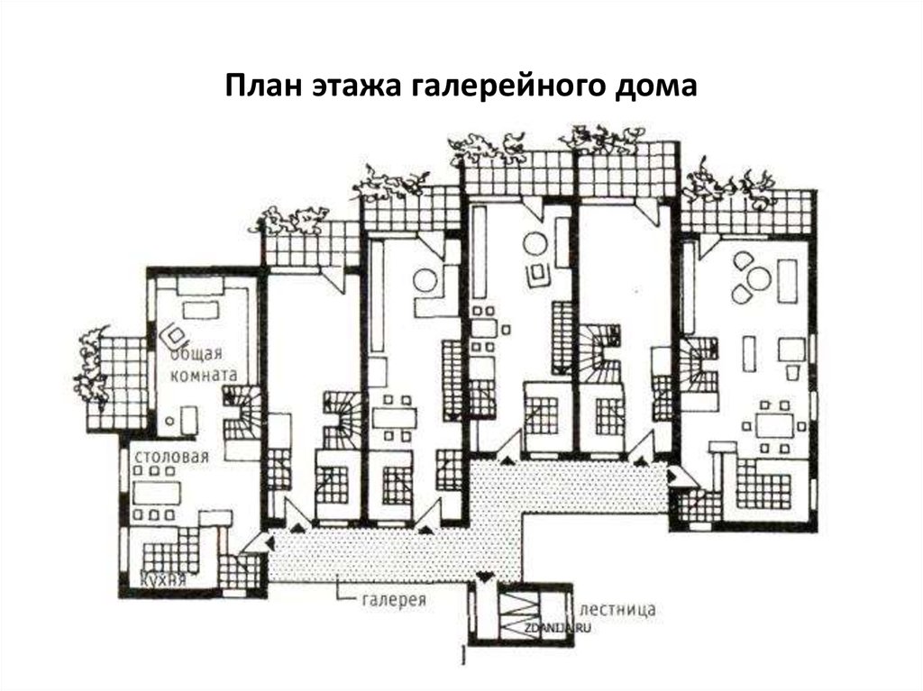 Галерейный дом план