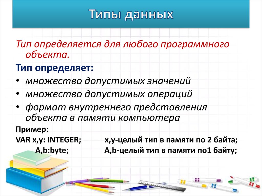 Типы данных паскаль презентация