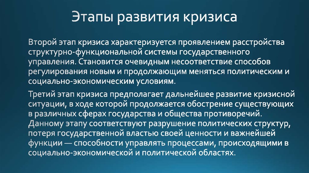 Стандартная схема описания кризиса предполагает все кроме