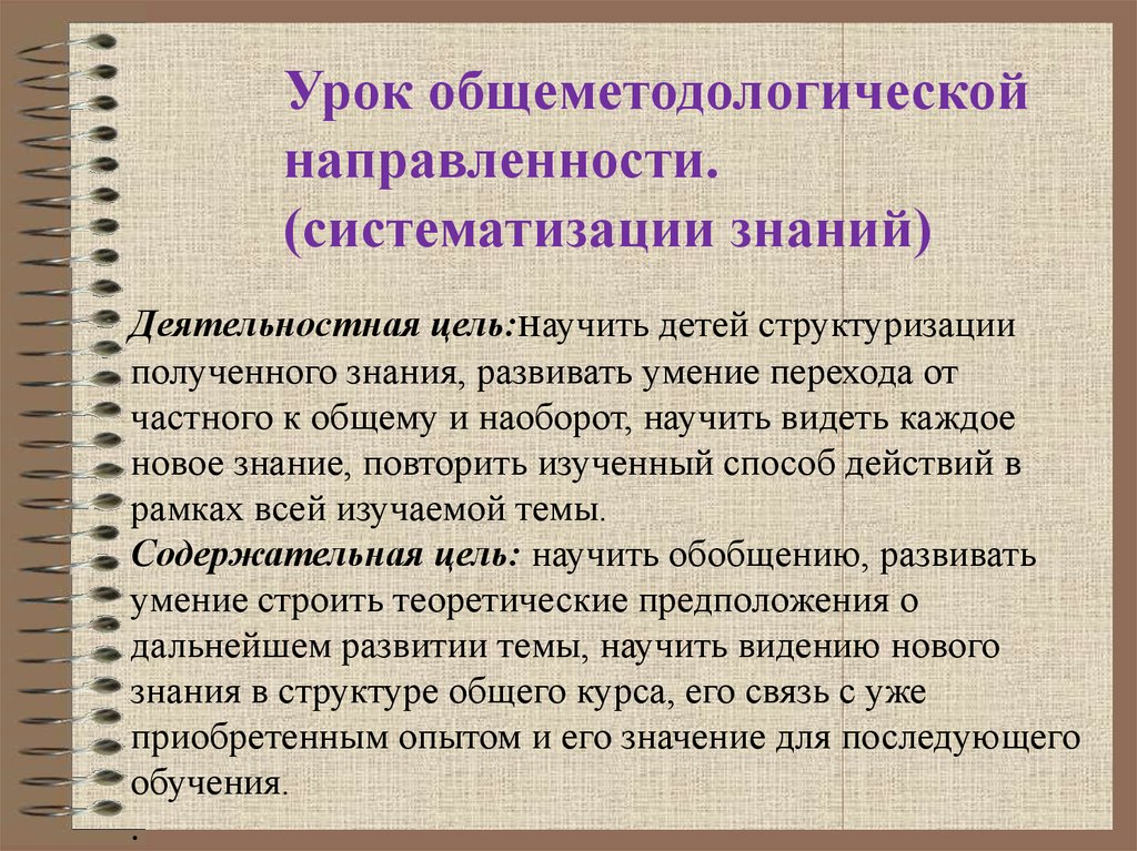 Технологическая карта урока общеметодологической направленности