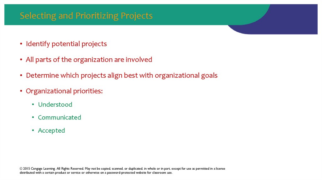 Selecting and Prioritizing Projects