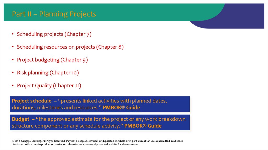 Part II – Planning Projects