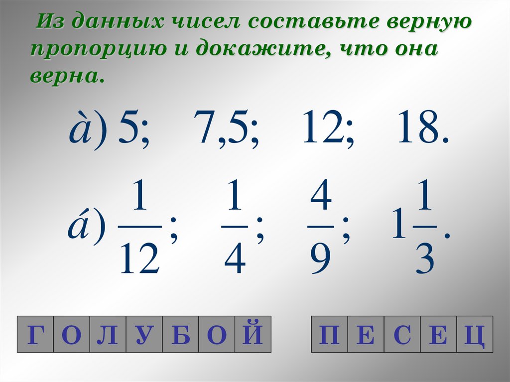 4 верные пропорции