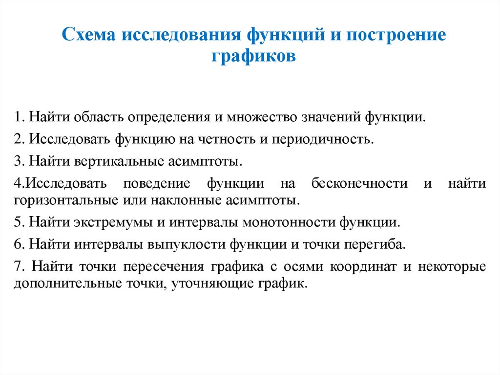 План исследования функции и построение функции