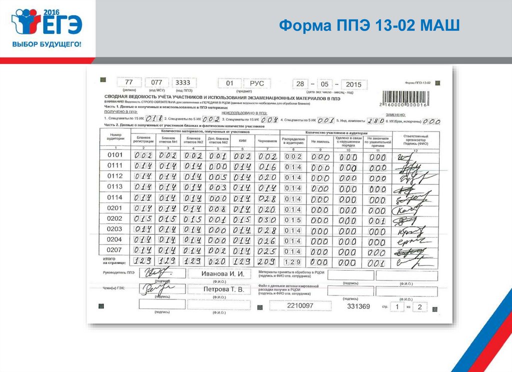 Образец заполнения формы ппэ 01