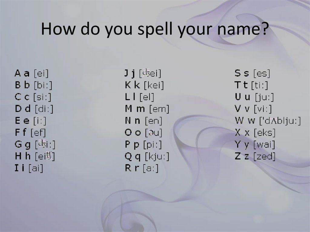 How do you spell your name? 