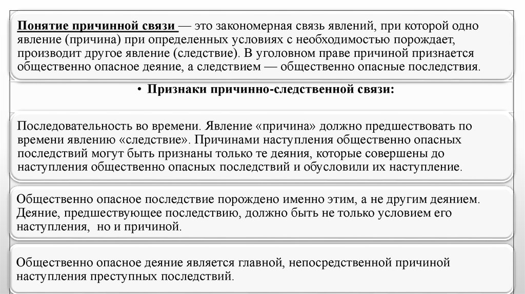 Наступление общественно опасных последствий. Понятие и признаки объекта преступного посягательства. Прямая причинная связь в уголовном праве. Понятие, признаки и значение объекта.. Признаки причинной связи в уголовном праве.