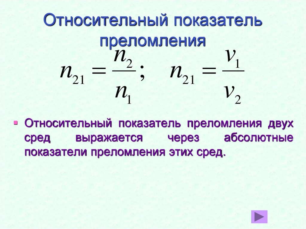 Показатель преломления линзы