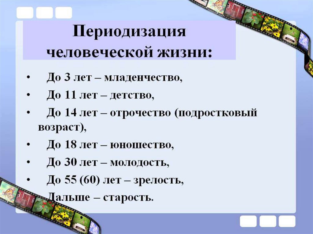 Возрастные периоды человека картинка