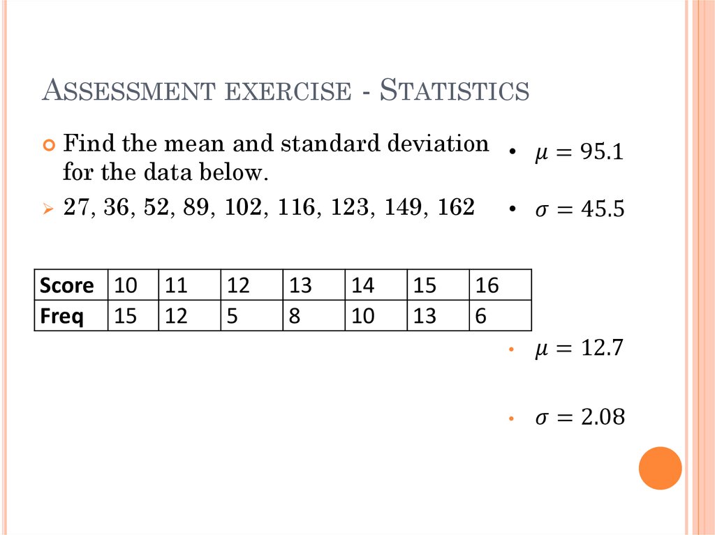 Assessment exercise - Statistics