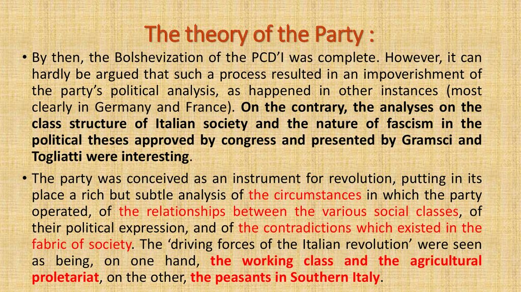 The theory of the Party :