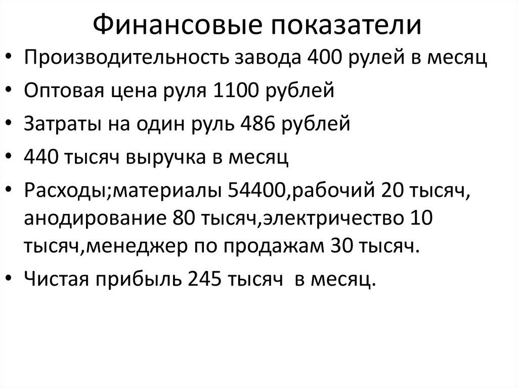 Финансовые показатели