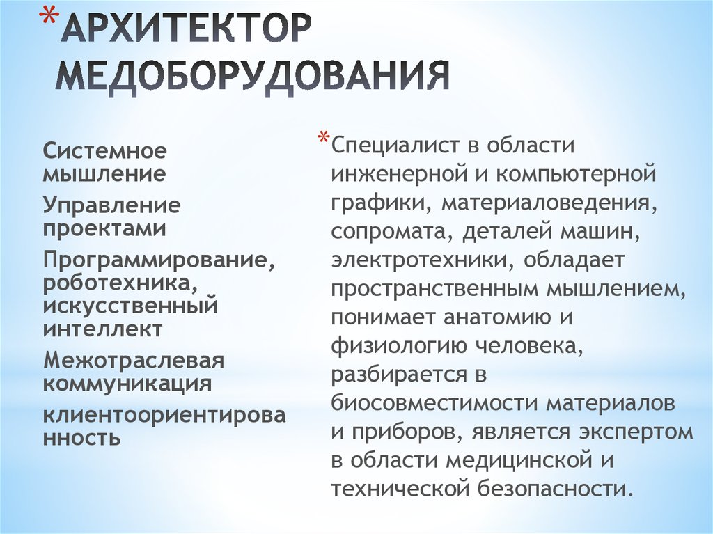 АРХИТЕКТОР МЕДОБОРУДОВАНИЯ