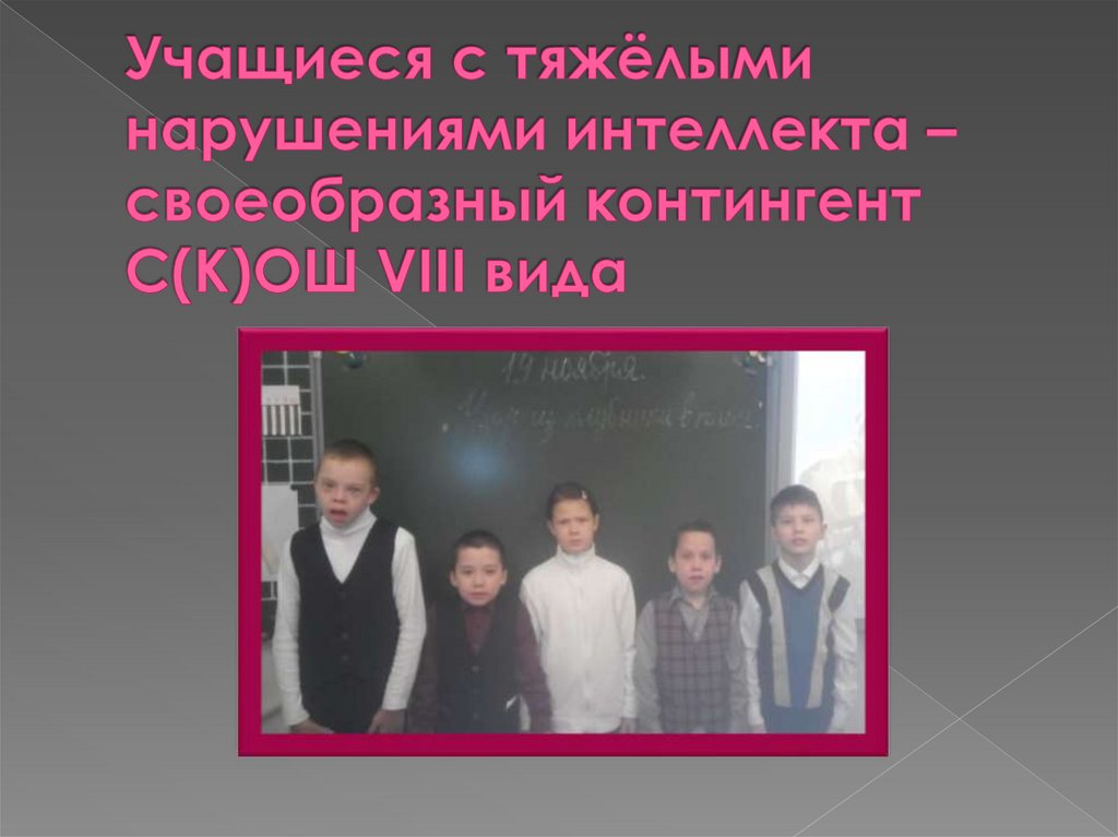 Учащиеся с тяжёлыми нарушениями интеллекта – своеобразный контингент С(К)ОШ VIII вида