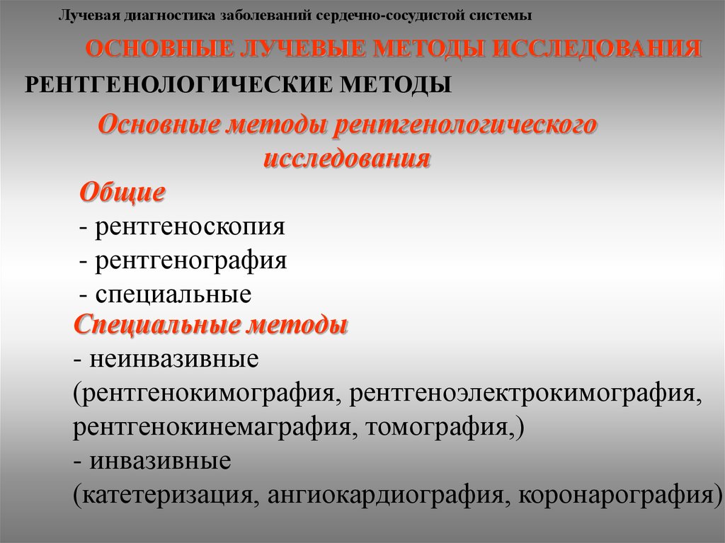 Методы лучевого исследования сердца и сосудов презентация