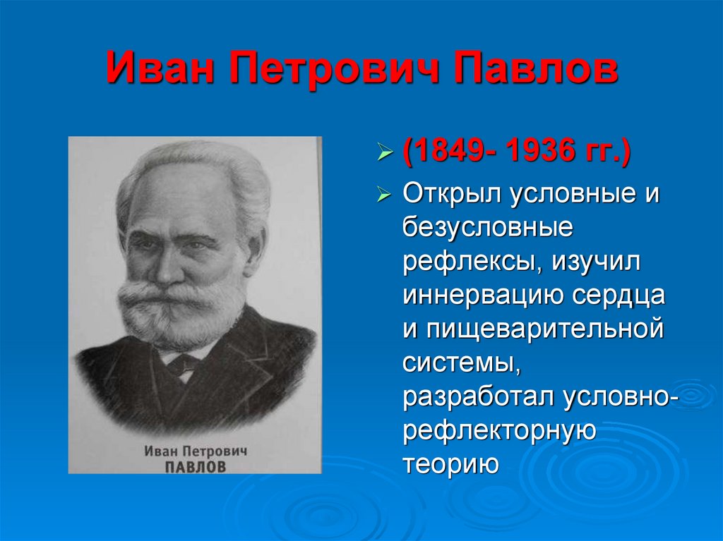 Российский физиолог. И П Павлов вклад в биологию.
