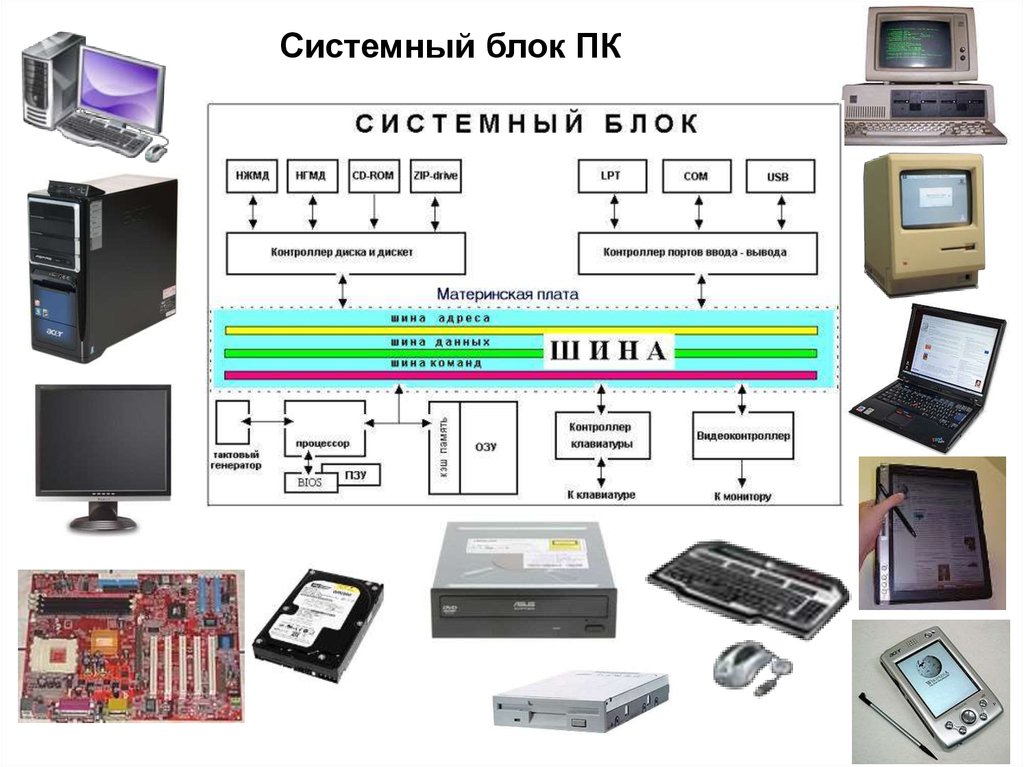 Центральным блоком персонального компьютера. Архитектура ПК. Порты ввода и вывода компьютера. Блок ввода вывода. Состав системного блока.