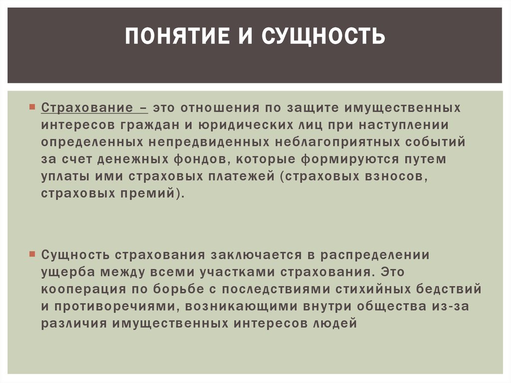 Сущность страхования формы и виды страхования презентация