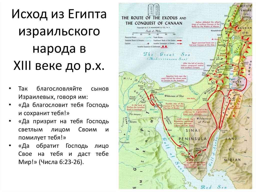 Карта исхода евреев из египта