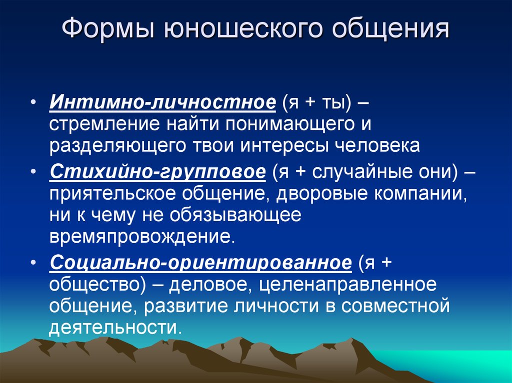 Личное общение особенности. Формы юношеского общения. Формы общения подростков. Формы юношеского общения кратко. Вид общения в юношеском возрасте.