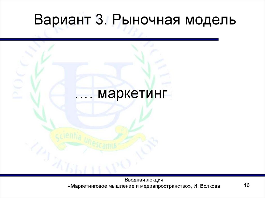Вариант 3. Рыночная модель