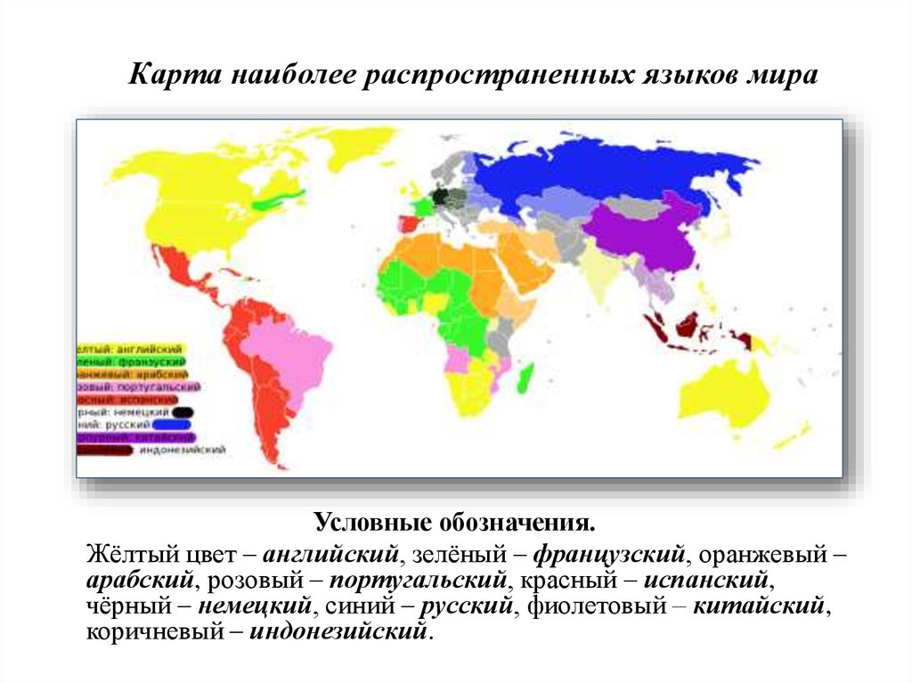 На каком языке разговаривают народы. Карта распространения международных языков.