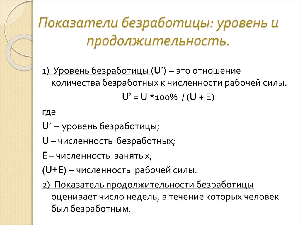 Показатели безработицы