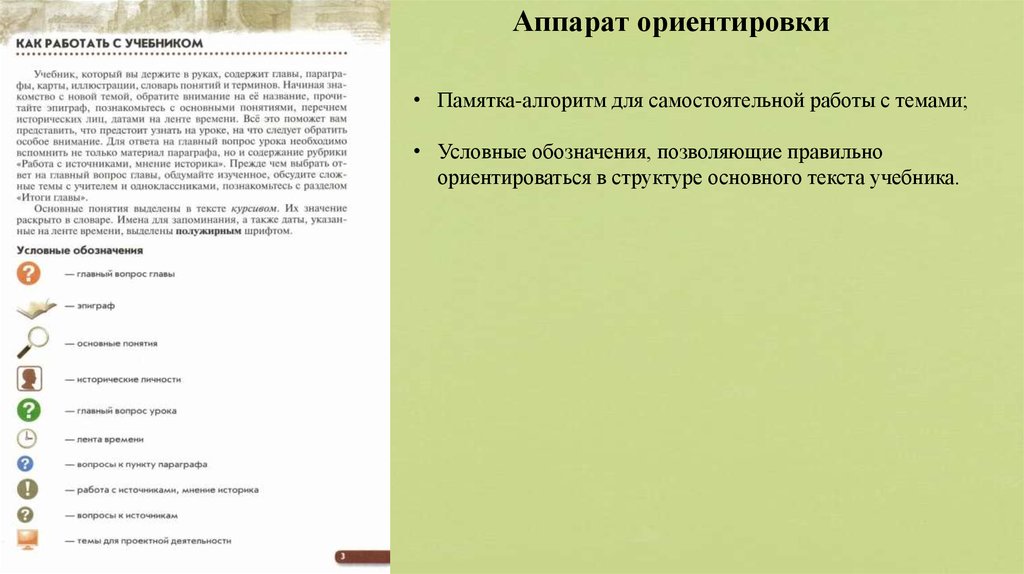 На основании текста учебника. Аппарат ориентировки в учебнике это. Памятка алгоритм работы с учебником Обществознание Боголюбов.