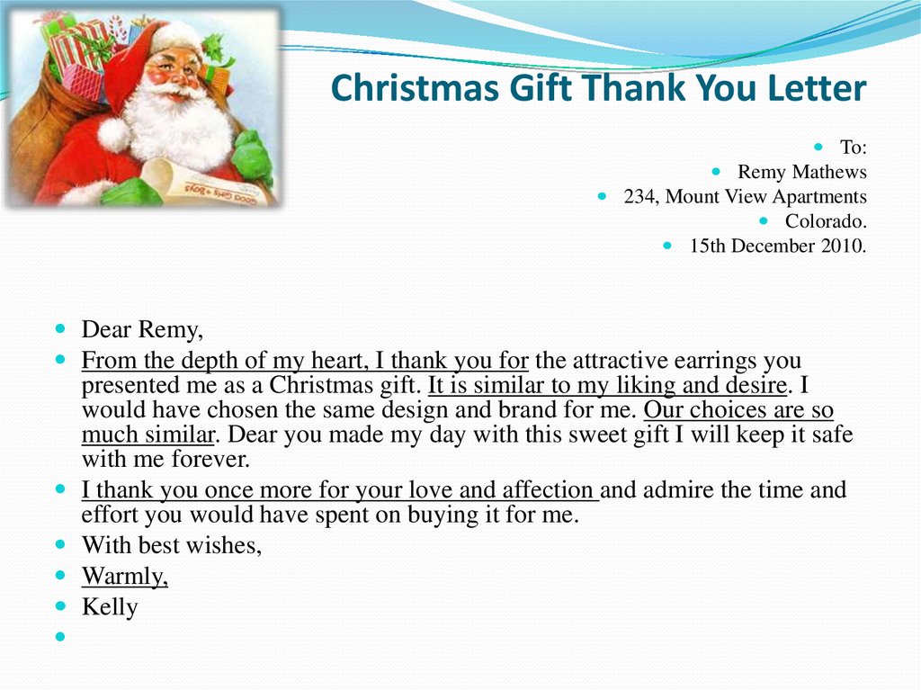 Christmas Gift Letter Sample Online Presentation