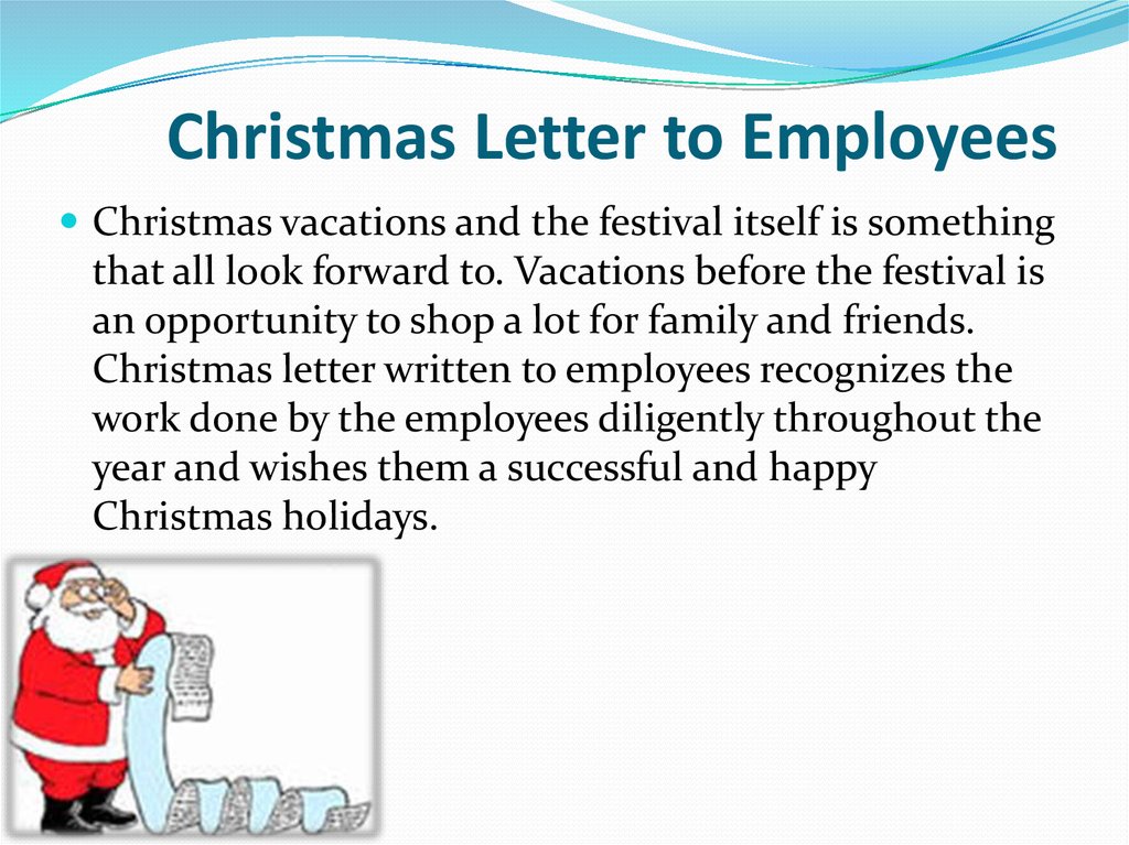 Sample Christmas Letter To Employees