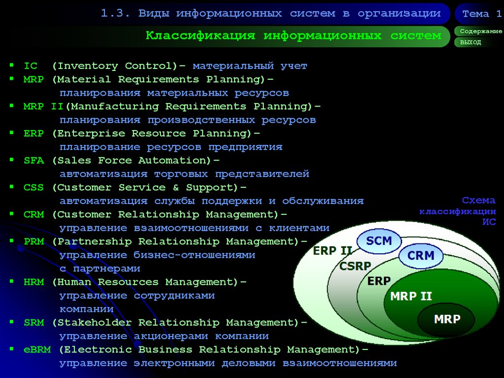 Информационная система содержит