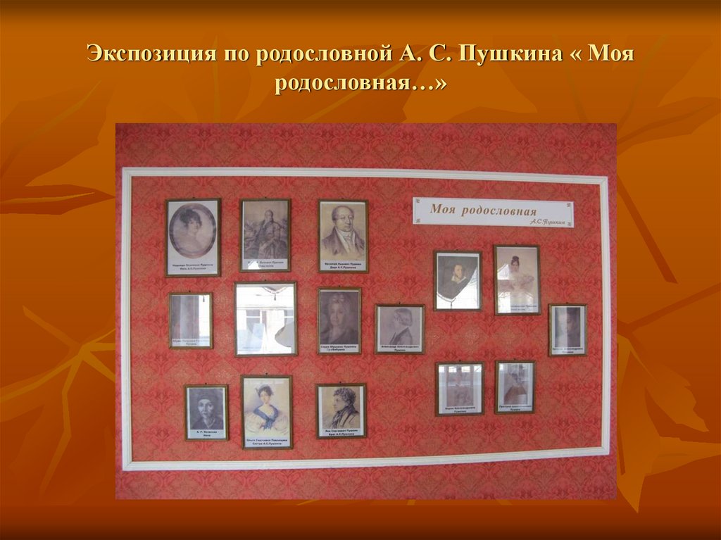 Экспозиция по родословной А. С. Пушкина « Моя родословная…»